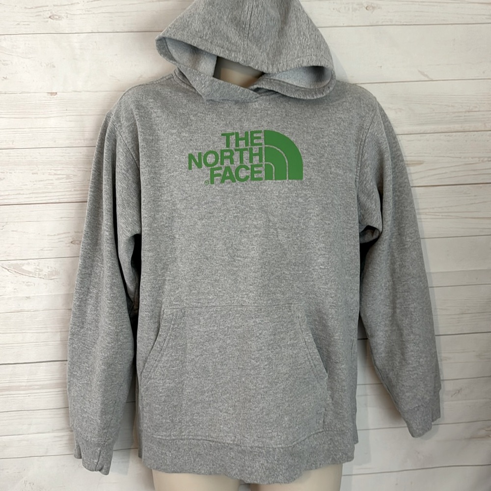 The North Face Size Small Gray Hoodie Pullover Spell-out on Front